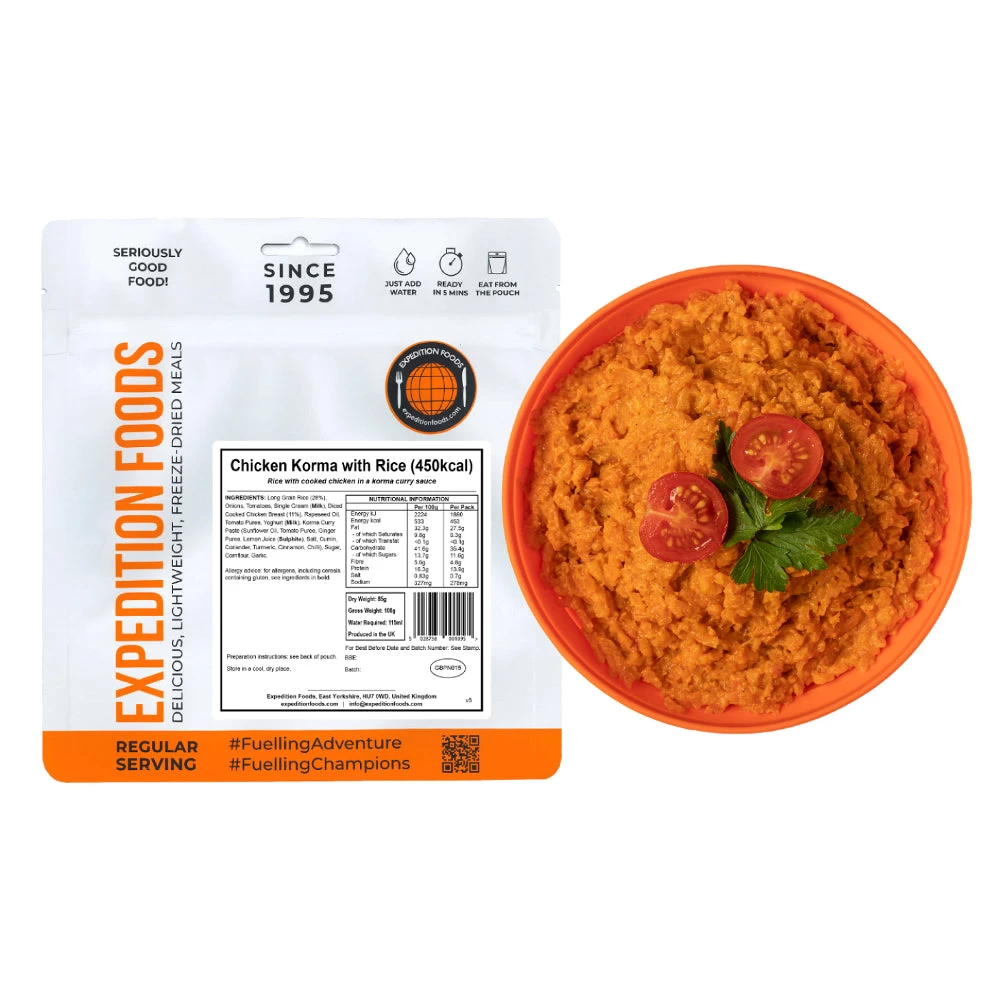 Expedition Foods Chicken Korma With Rice (450kcal) 3 Expedition Foods Chicken Korma With Rice (450kcal)