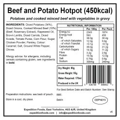 Expedition Foods Beef And Potato Hotpot (450kcal) -Camp Life Shop beef and potato hotpot 450kcal v6 label