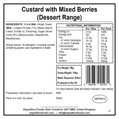 Expedition Foods Custard With Mixed Berries (450kcal) -Camp Life Shop custard with mixed berries dessert range v7 label
