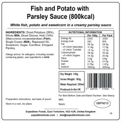 Expedition Foods Fish & Potato With Parsley Sauce (800kcal) -Camp Life Shop fish and potato with parsley sauce 800kcal v6 label