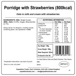 Expedition Foods Porridge With Strawberries (800kcal) -Camp Life Shop porridge with strawberries 800kcal v8 label